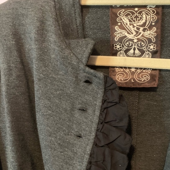 Gray Thin Jacket with Ruffle - Picture 2 of 4